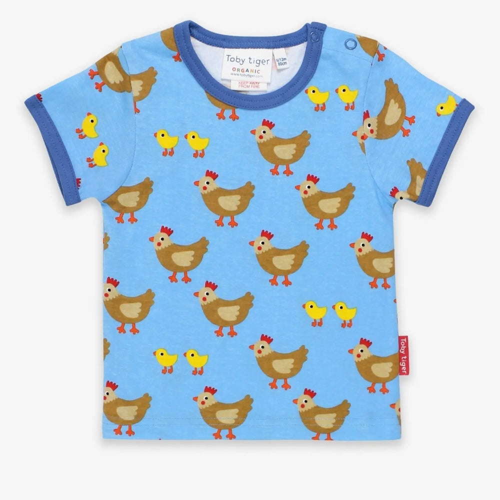 Organic Chicken Print Short-Sleeved T-Shirt Toby Tiger