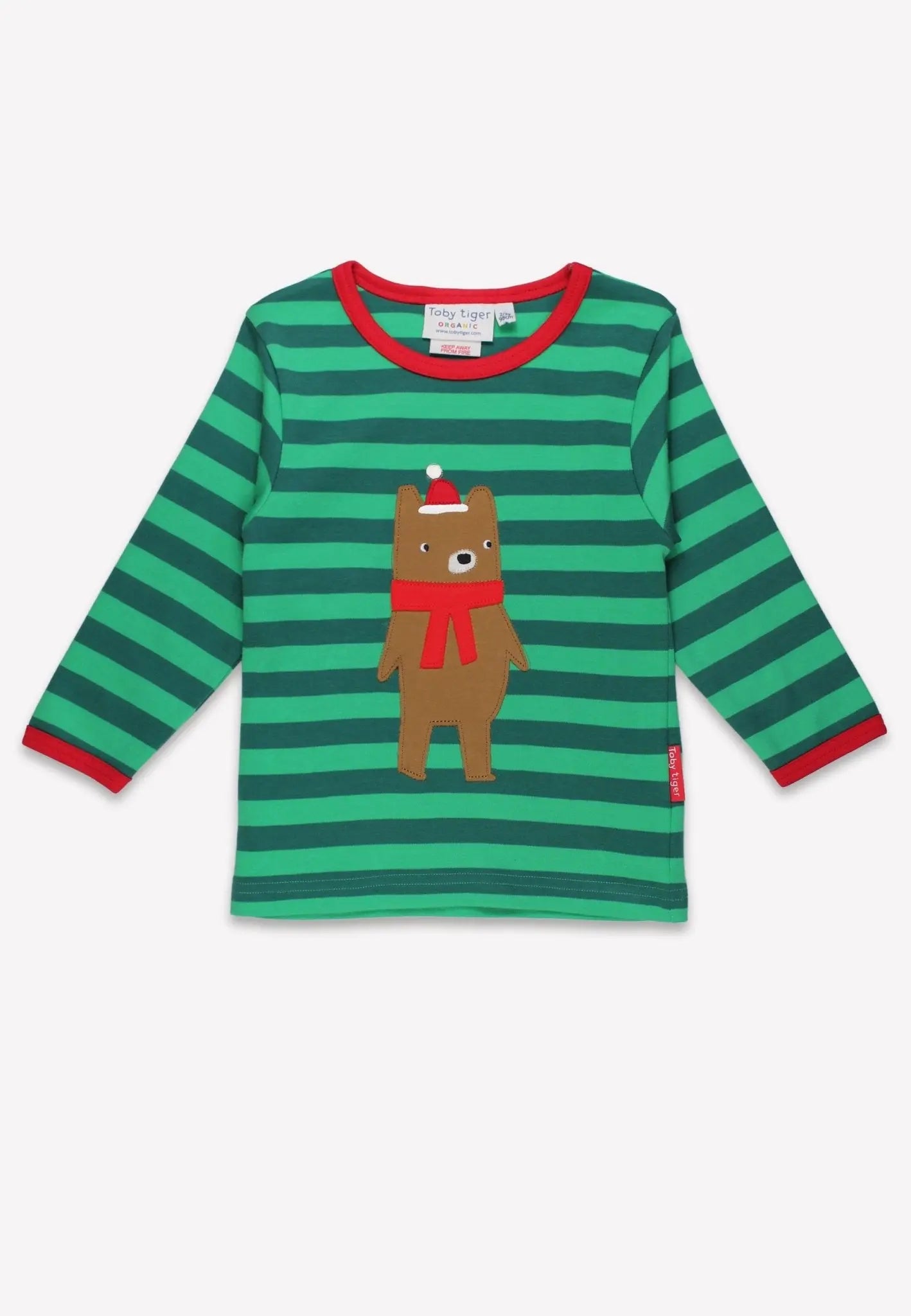 Organic Christmas Bear Applique Long-Sleeved T-Shirt Toby Tiger