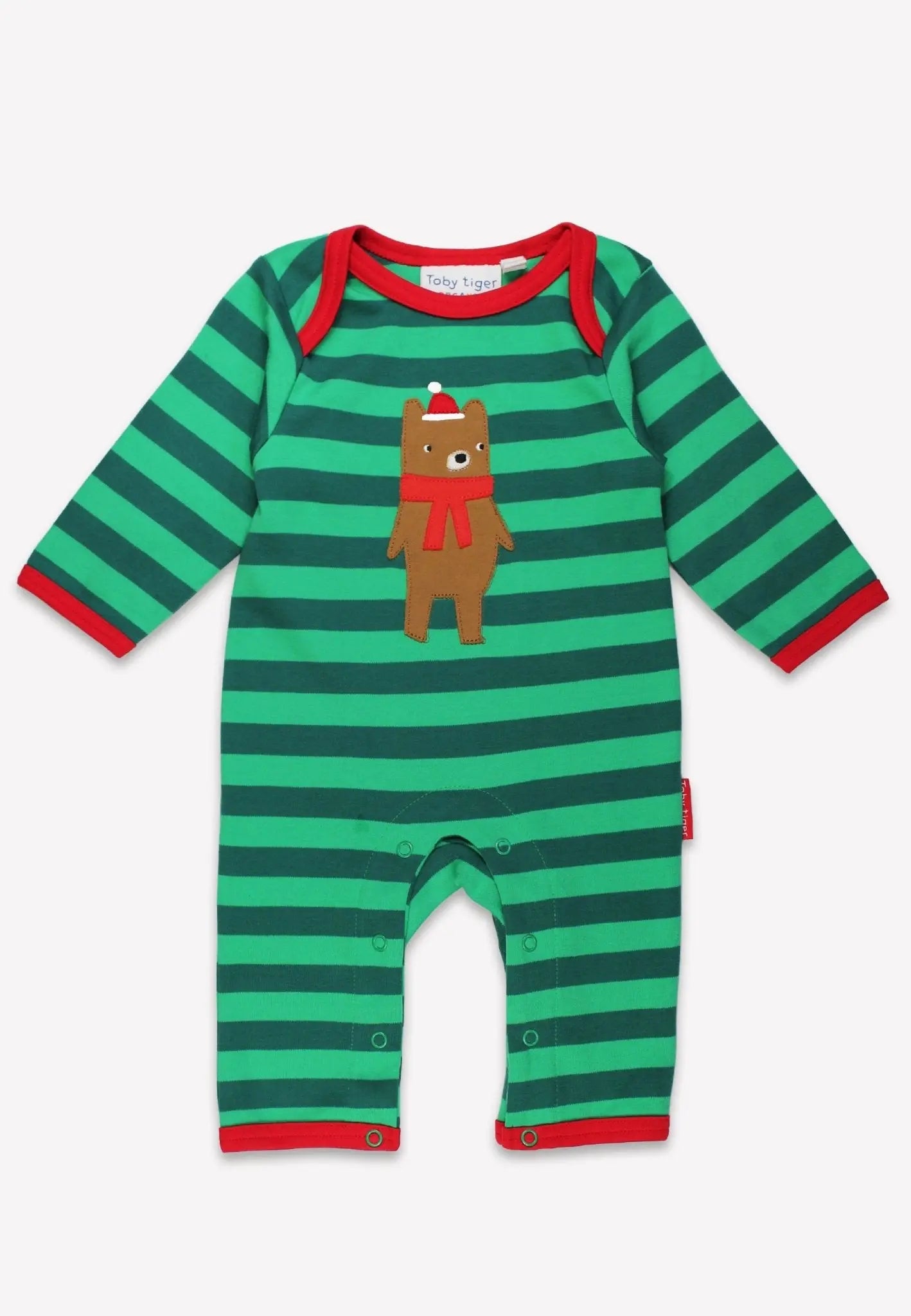 Organic Christmas Bear Applique Sleepsuit Toby Tiger