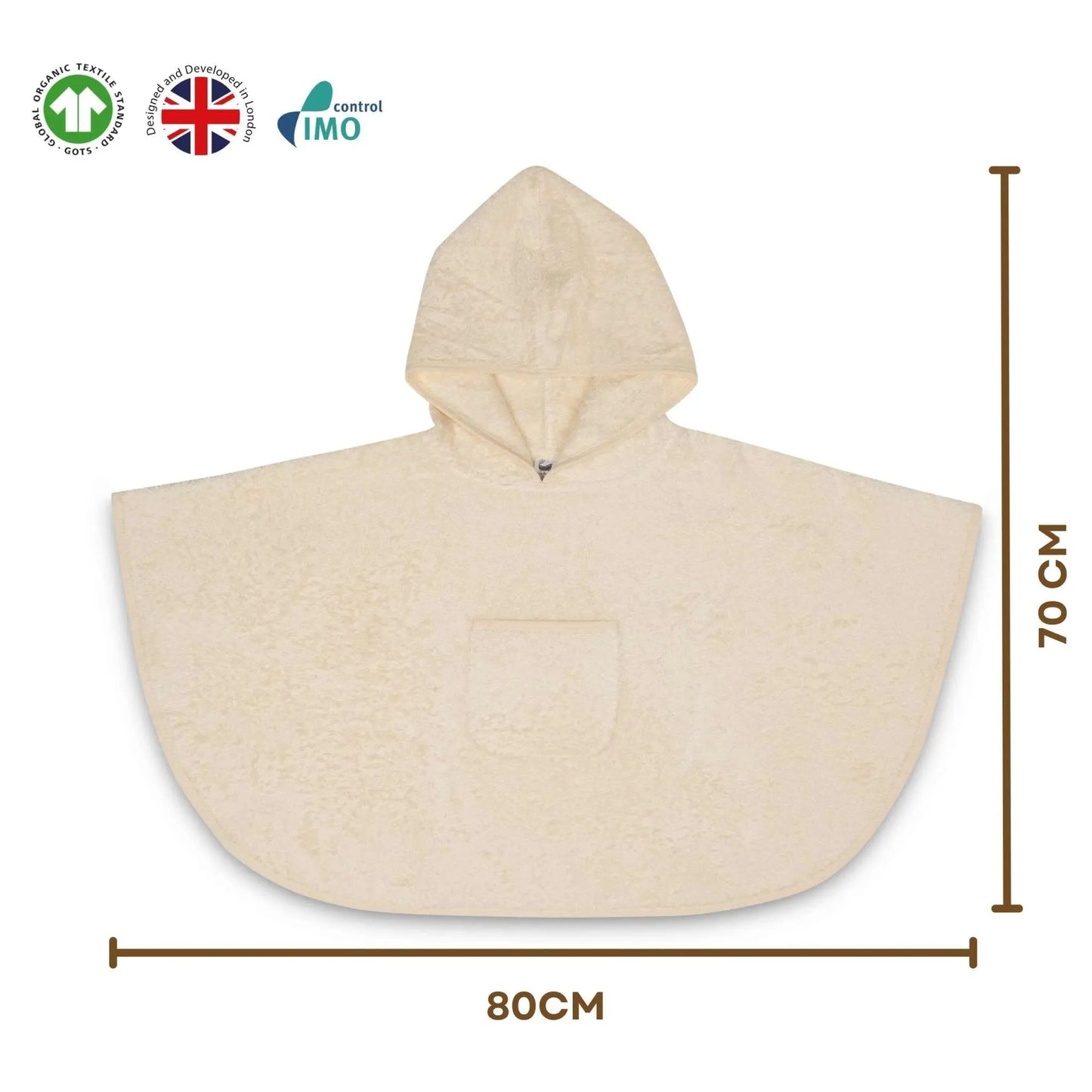 Organic Cotton Baby Poncho - Luxuriously Soft, Undyed and Unbleached Eco Bath London