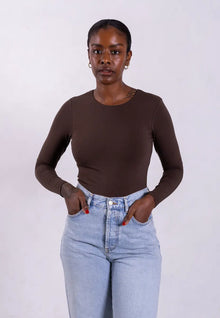 Organic Cotton Crew Long Sleeve T-Shirt, Hot Fudge T-shirts