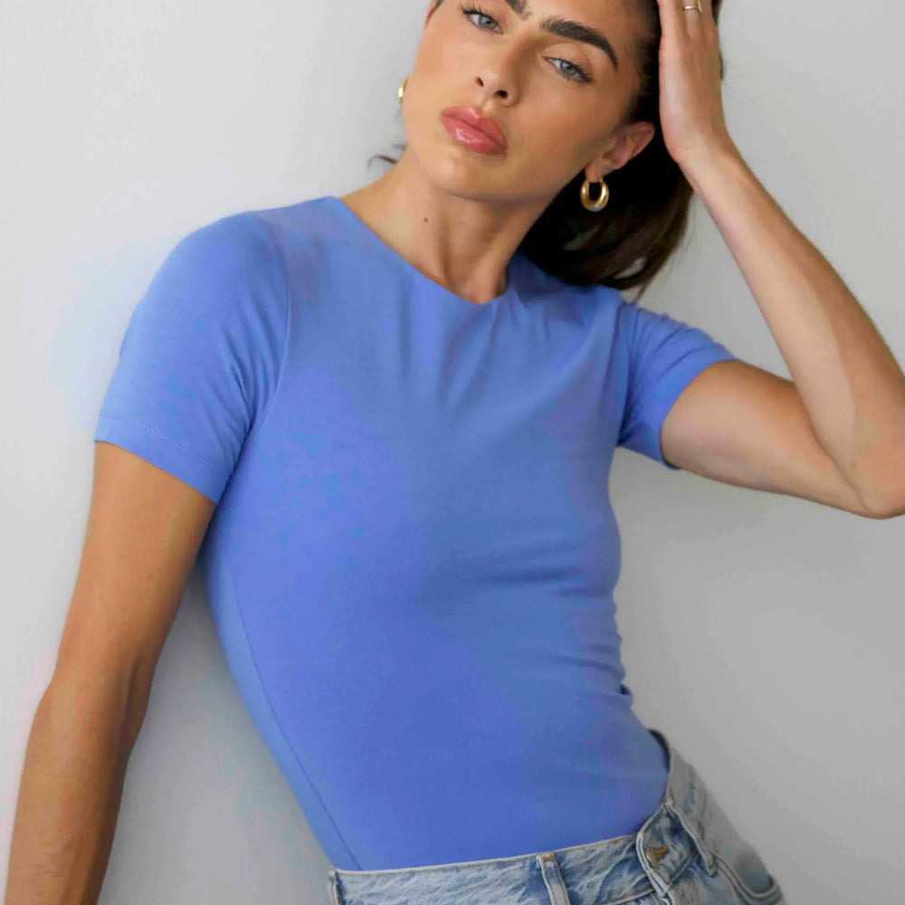 Organic Cotton Crew T-Shirt, Cornflower Blue Pantee