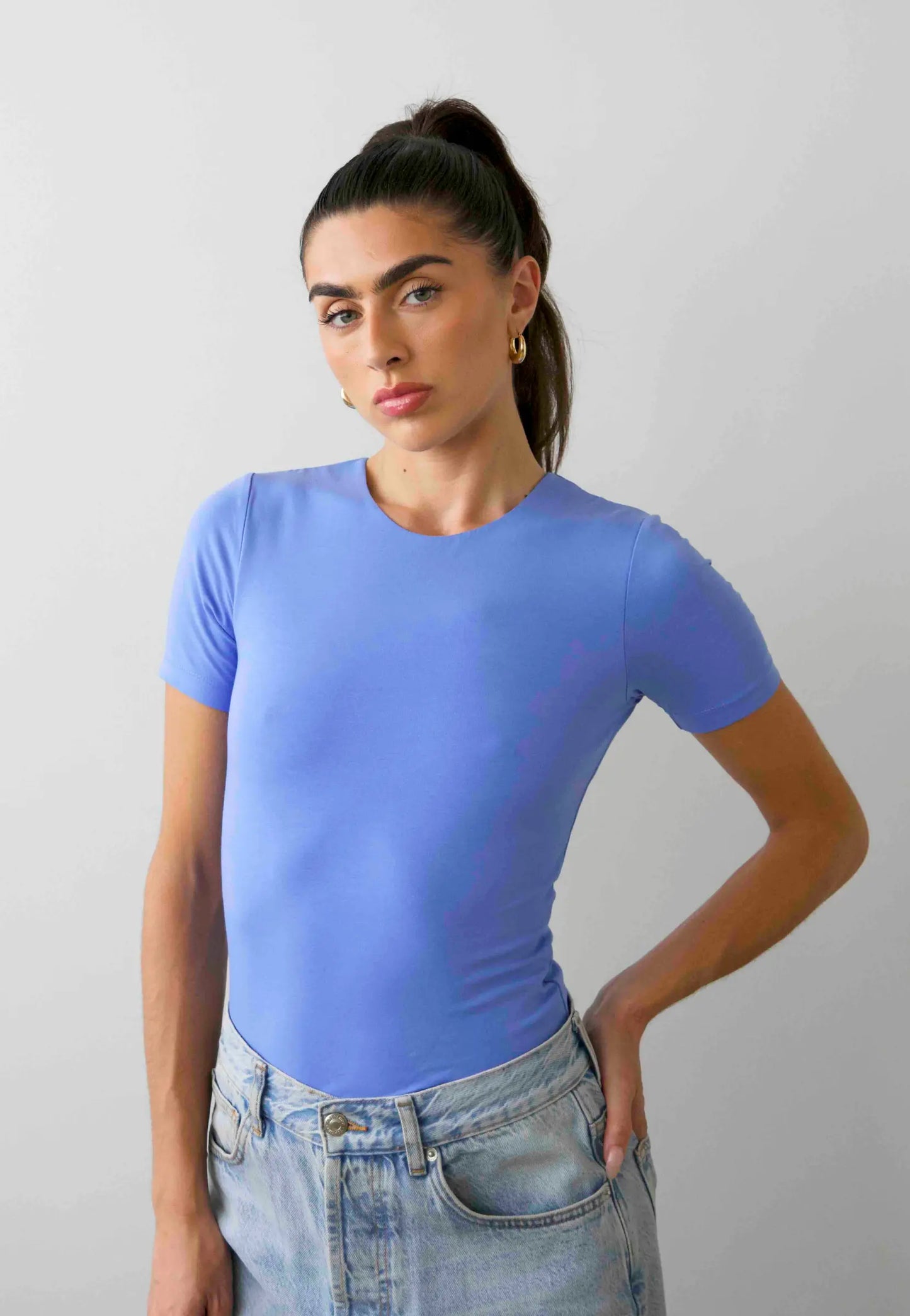 Organic Cotton Crew T-Shirt, Cornflower Blue Pantee