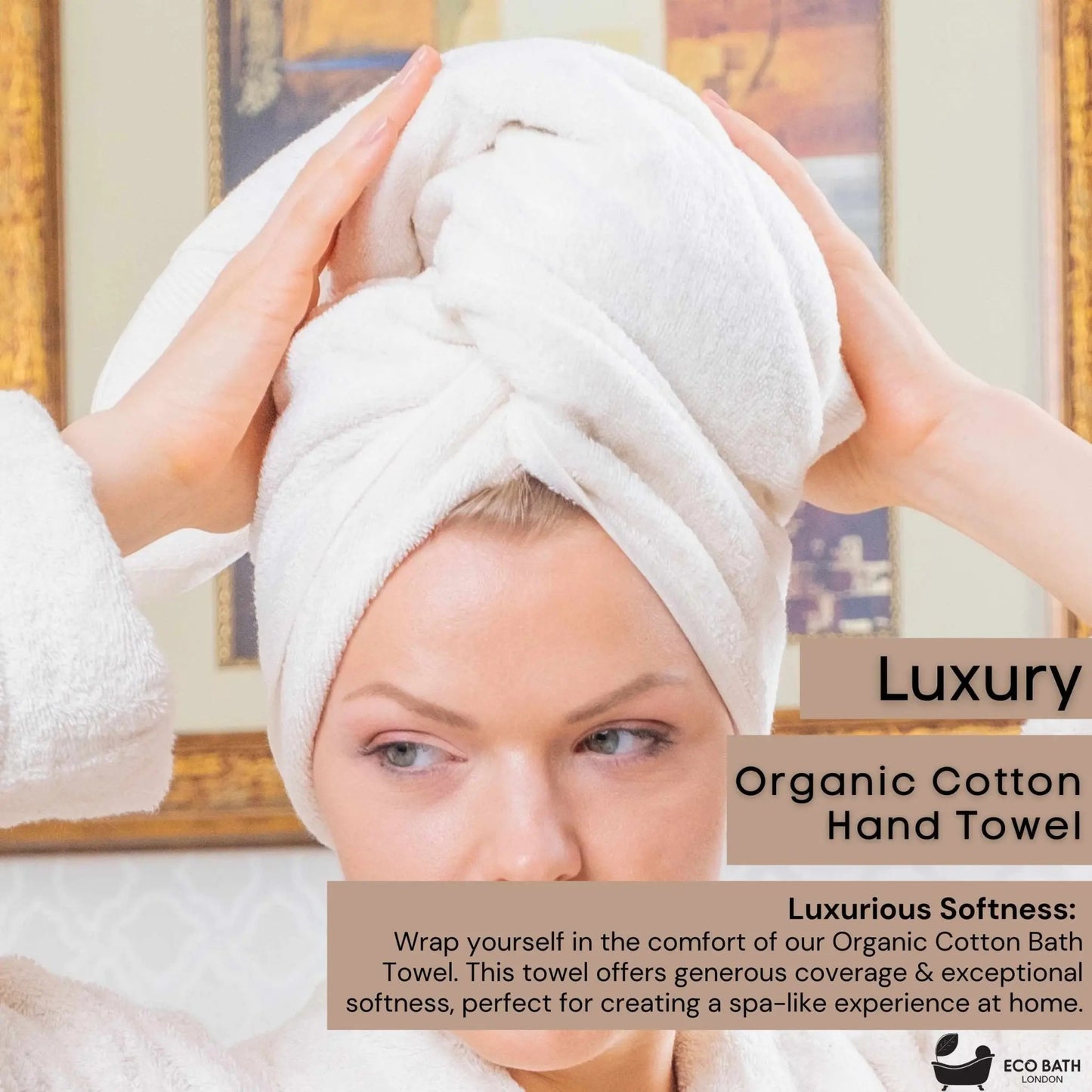 Organic Cotton Hand Towel - 50x100cm Eco Bath London