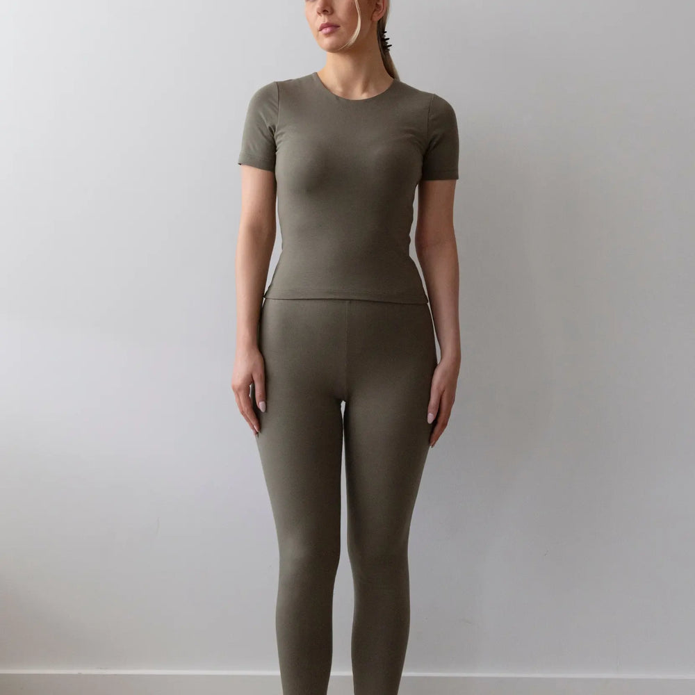 Organic Cotton Leggings, Burnt Olive Pantee
