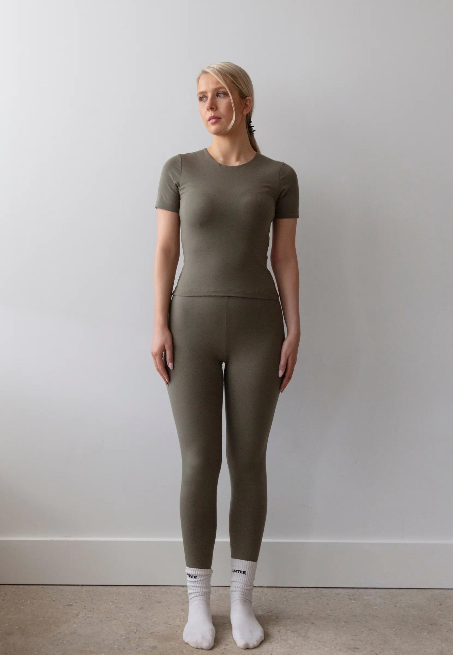 Organic Cotton Leggings, Burnt Olive Pantee
