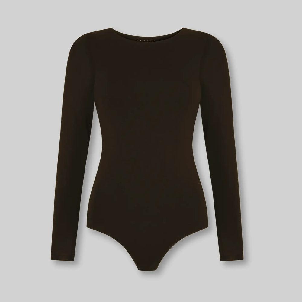Organic Cotton Long Sleeve Crew Bodysuit, Hot Fudge Bodysuits