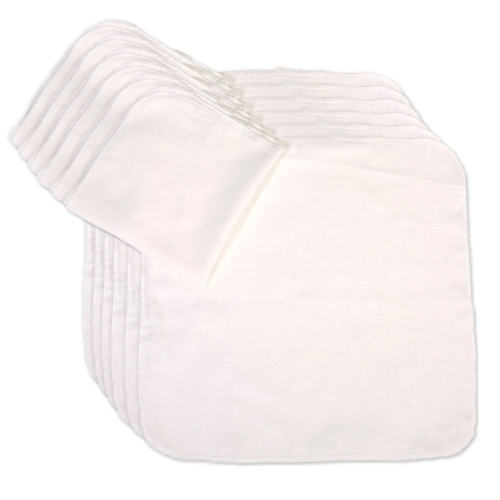 Organic Cotton Muslin Face Cloth - Pack of 6, Available in Natural and White Colours Eco Bath London