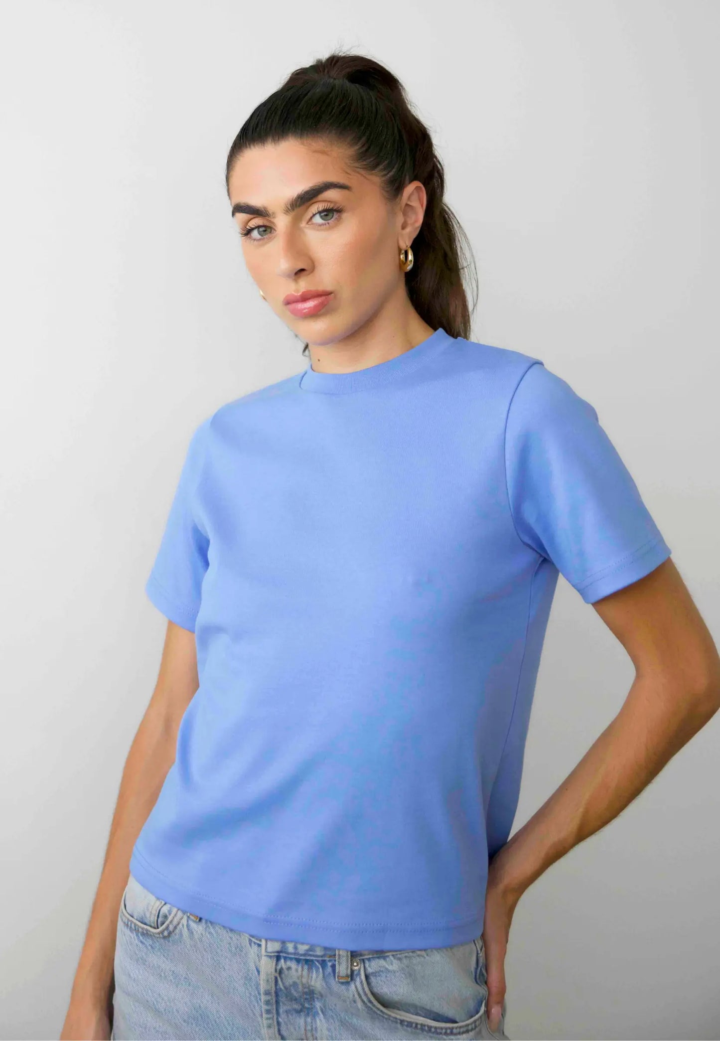 Organic Cotton Relaxed Fit T-Shirt, Cornflower Blue Pantee