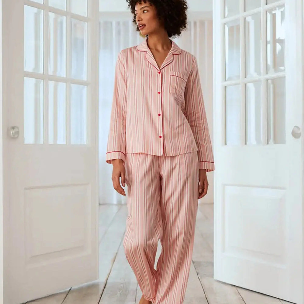 Organic Cotton Stripe Button Up Women's Pyjama Set Chelsea Peers