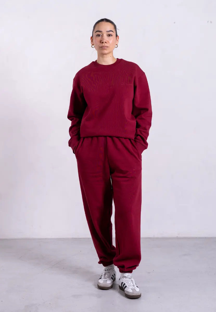 Organic Cotton Sweatsuit Set, Ruby Wine Pantee