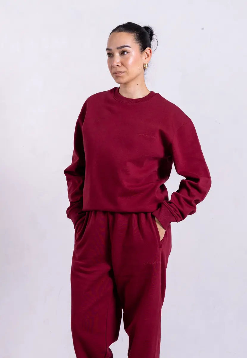 Organic Cotton Sweatsuit Set, Ruby Wine Pantee