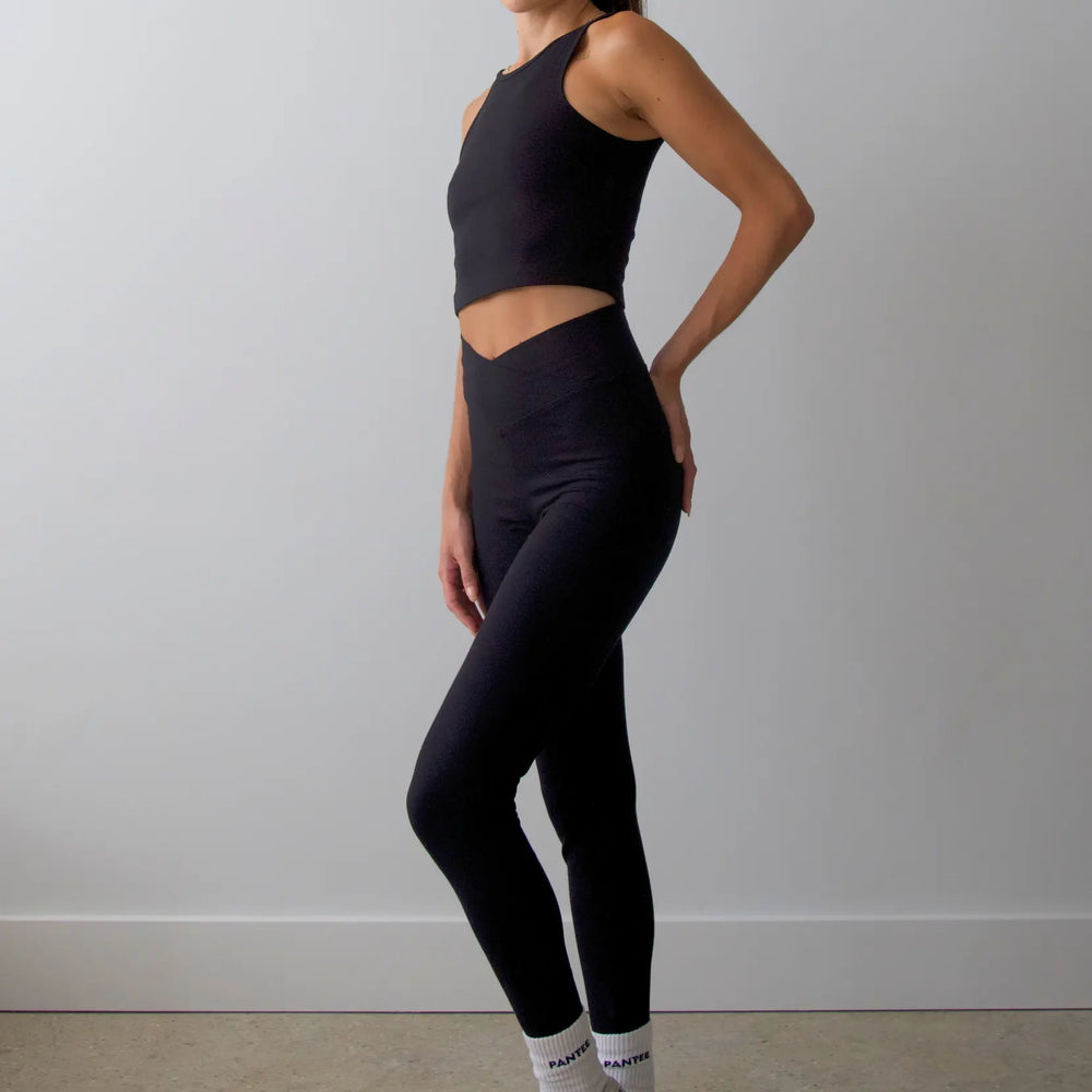 Organic Cotton Wrap Leggings, Black Pantee