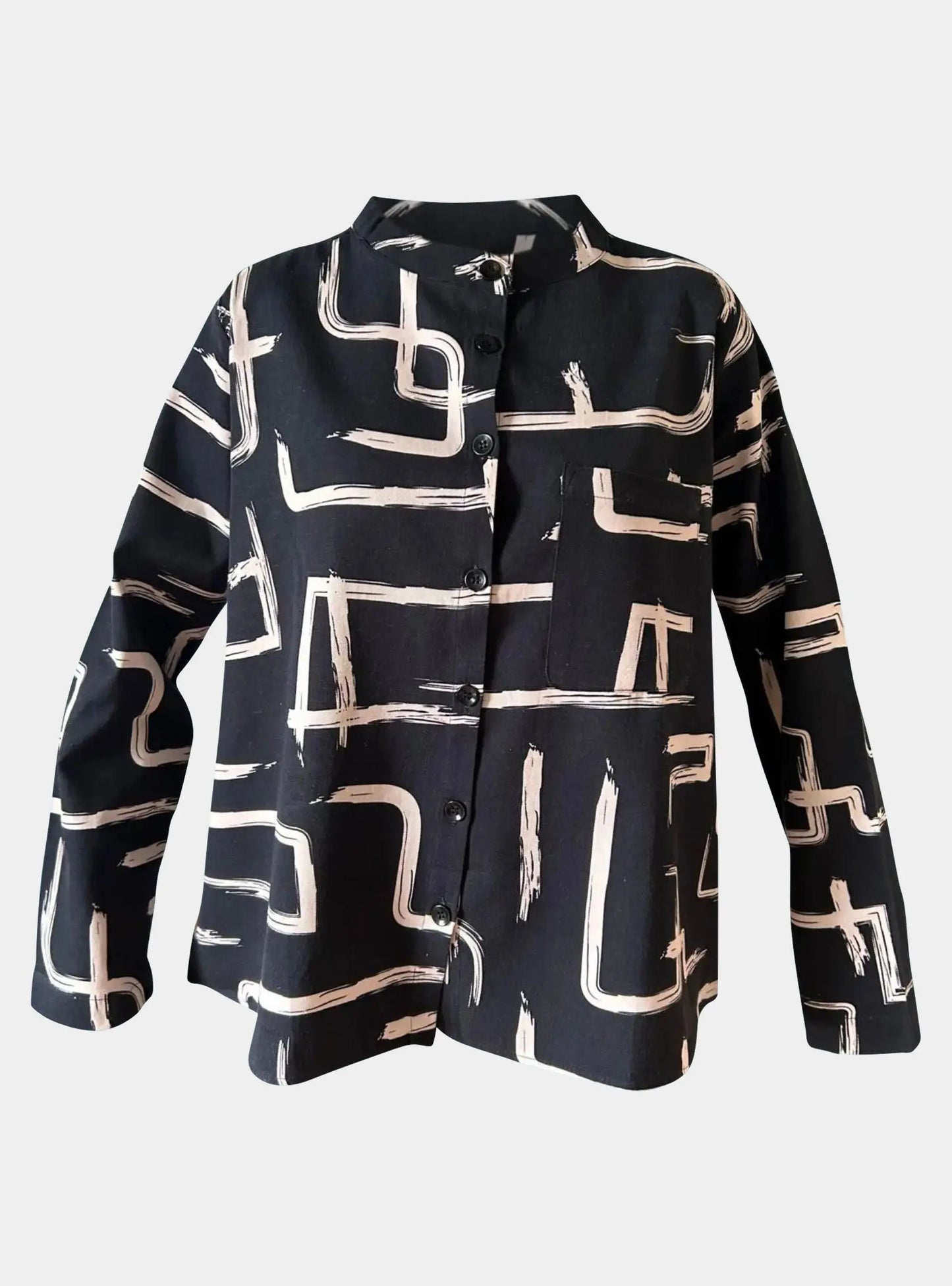 Organic Cotton & Linen Black and White Shirt Wild Clouds