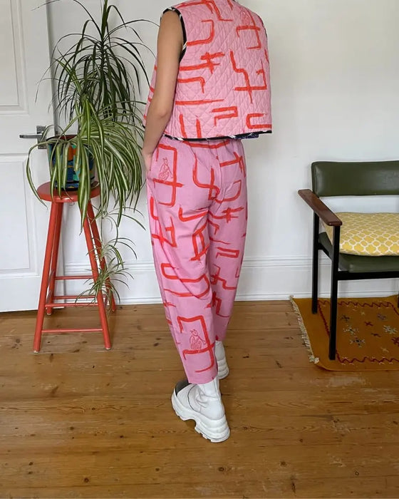 Organic Cotton & Linen Pink & Red Balloon Trousers Wild Clouds