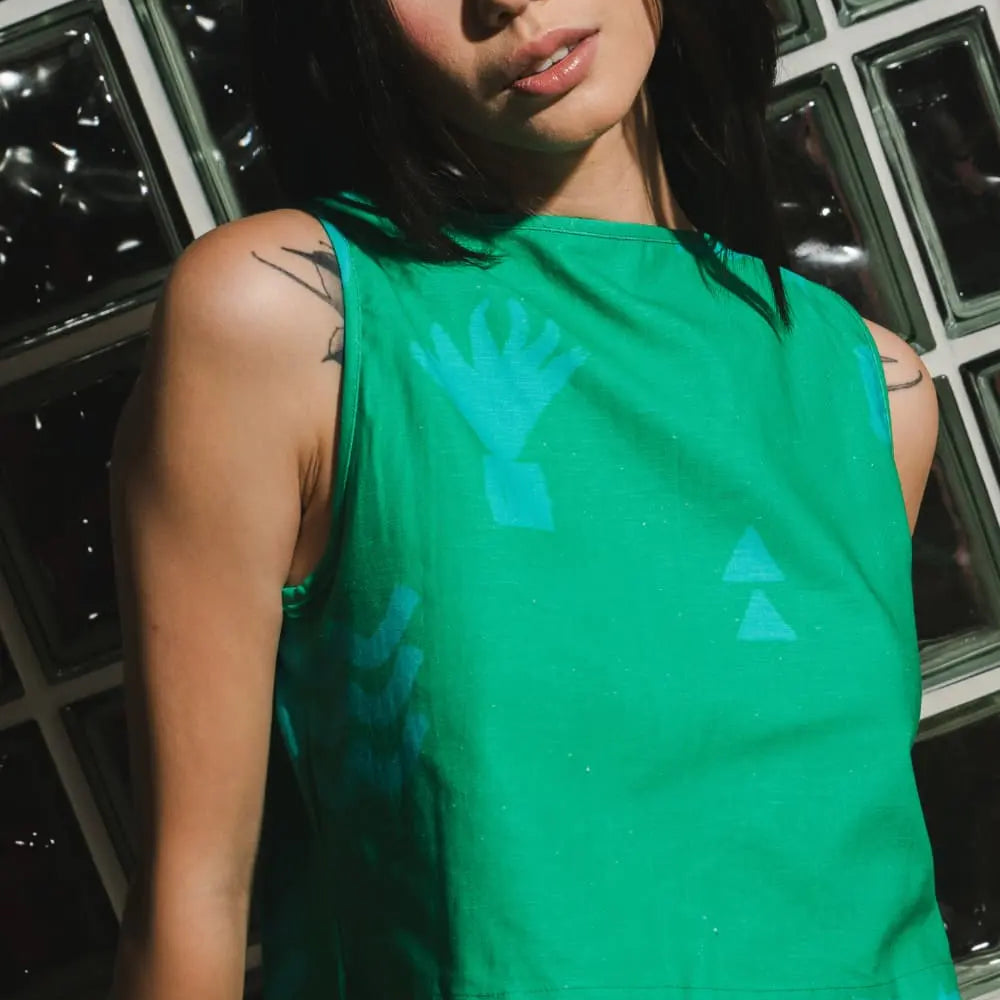 Organic Cotton & Linen Two-Way Tank Wild Clouds