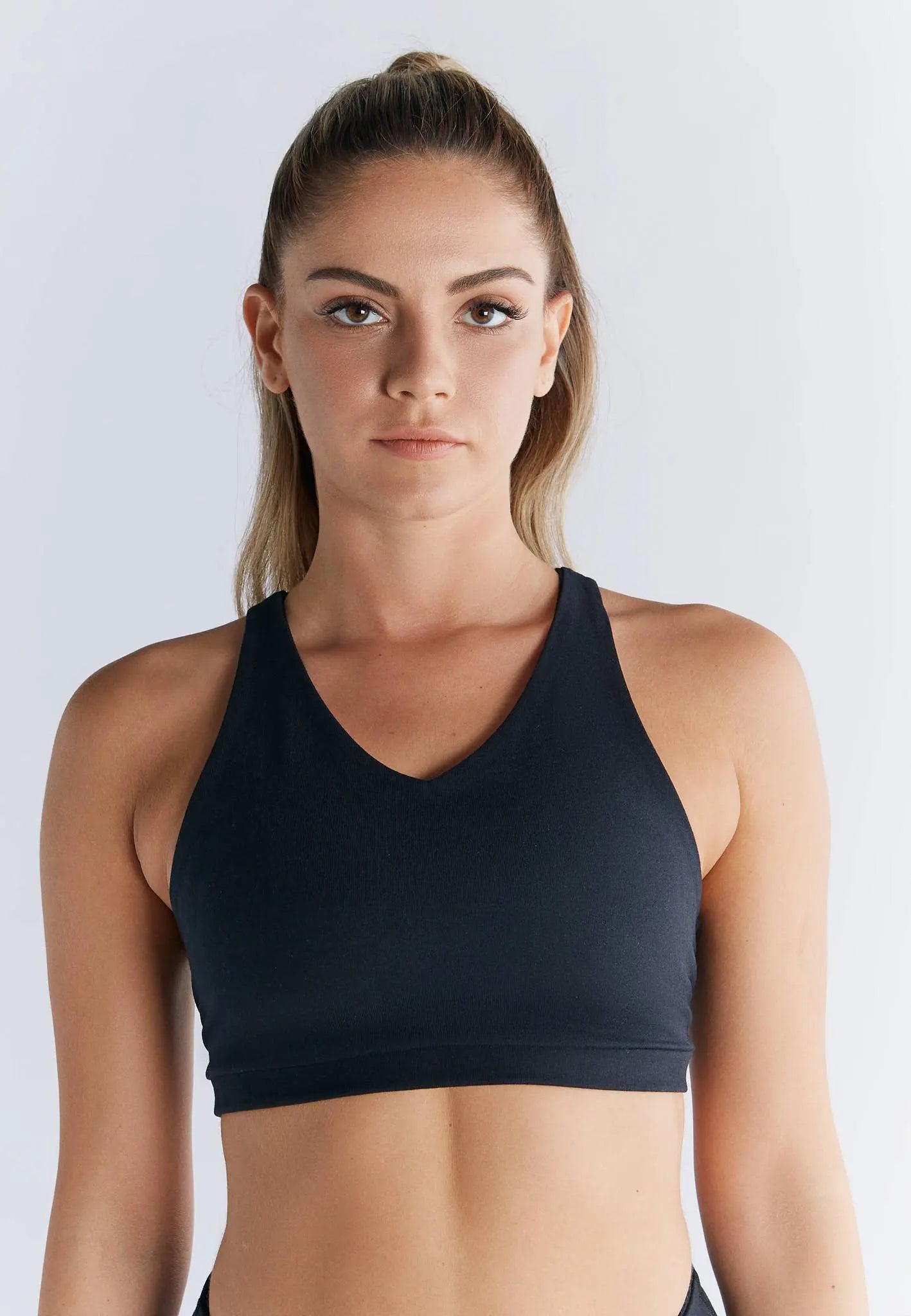Organic Cotton & Recycled Elastane Padded V-neck Sports Bra Earth Wardrobe