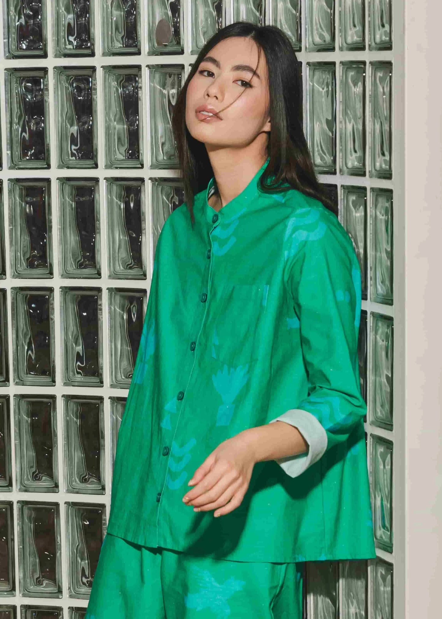 Organic Cotton and Linen Shirt in Meadow Flow Wild Clouds