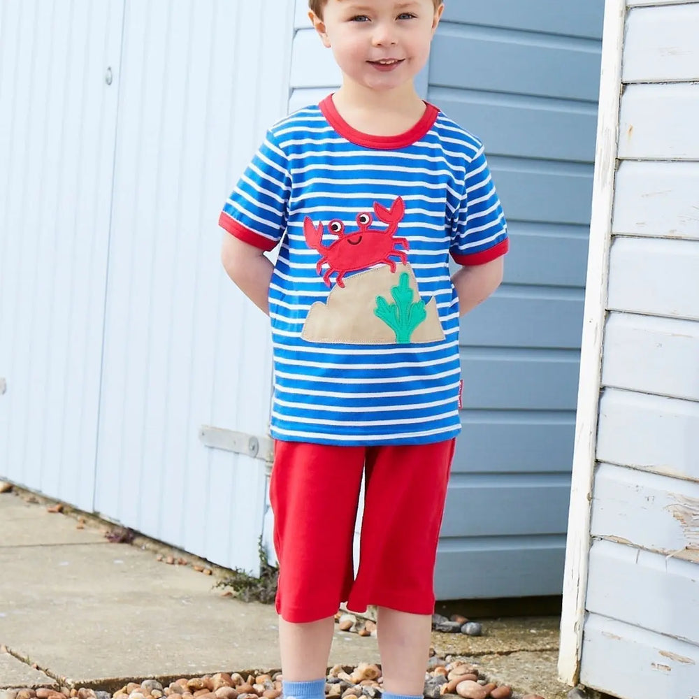 Organic Crab Applique Short-Sleeved T-Shirt Toby Tiger