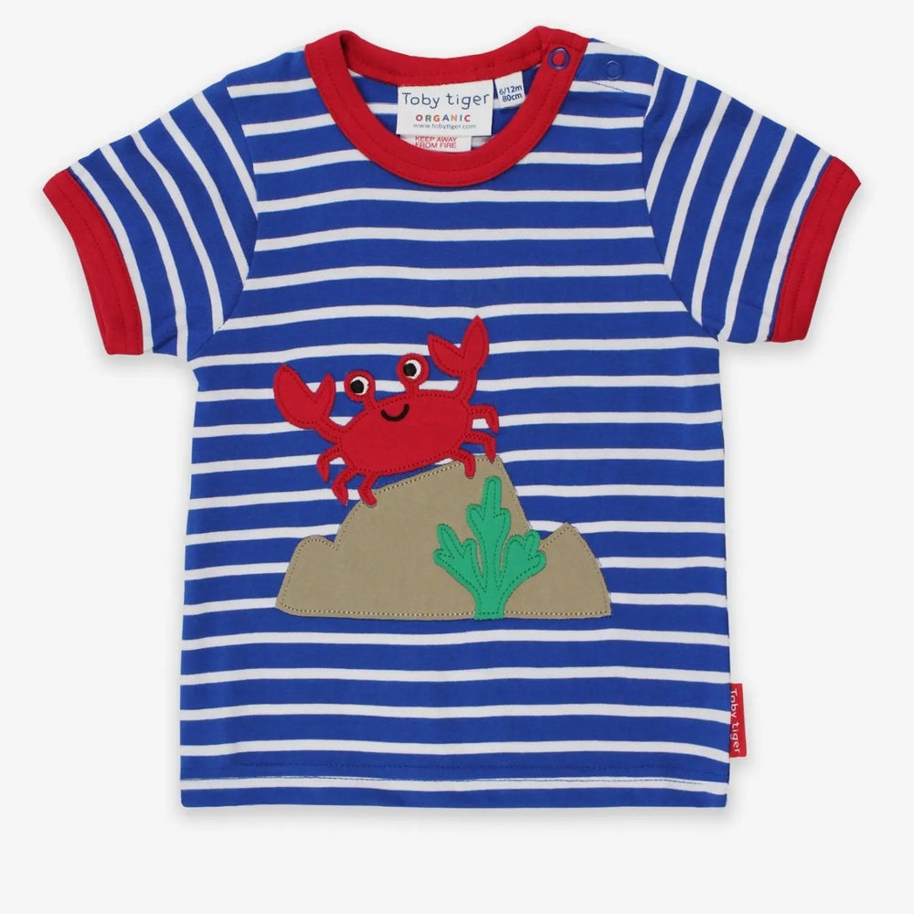 Organic Crab Applique Short-Sleeved T-Shirt Toby Tiger