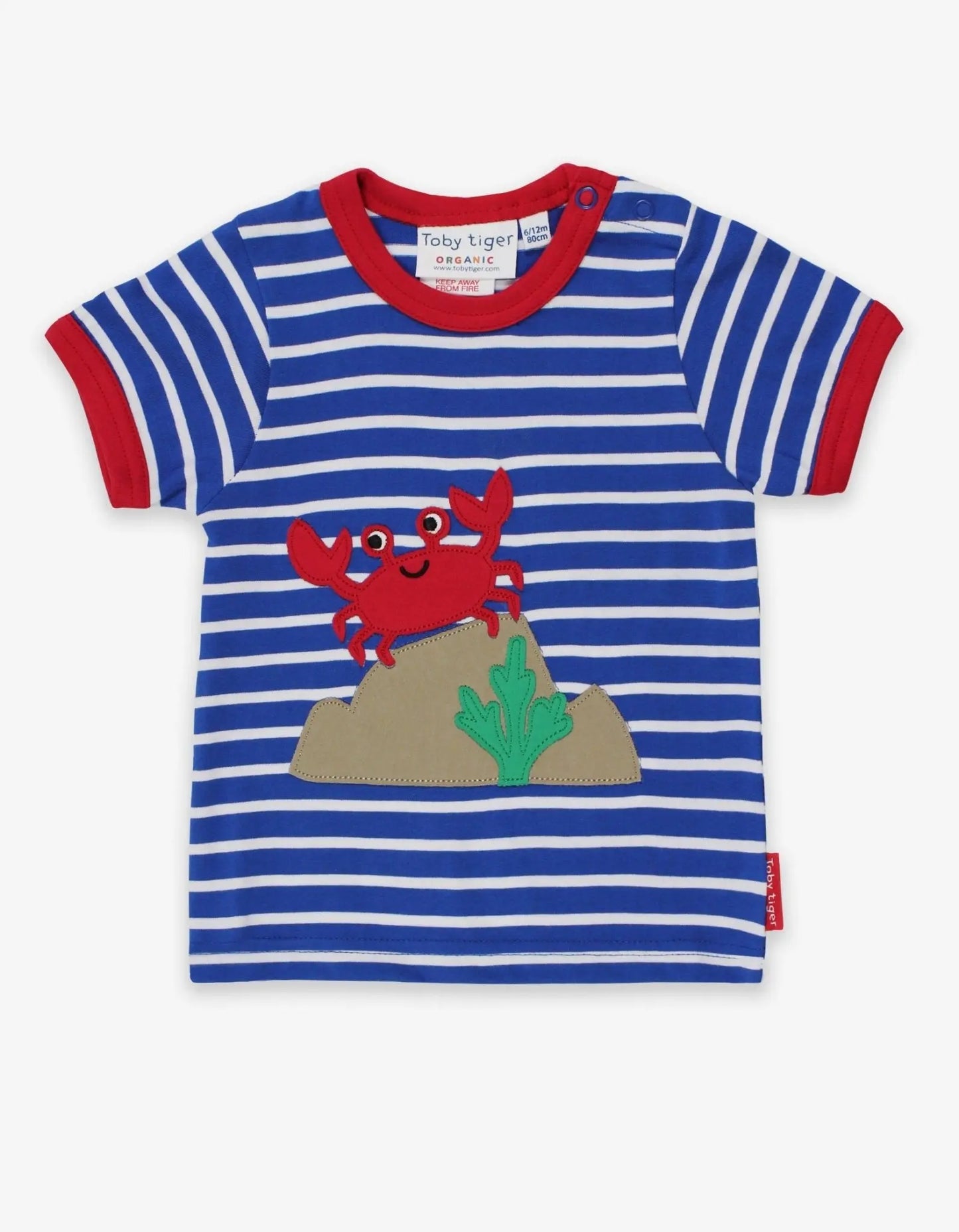Organic Crab Applique Short-Sleeved T-Shirt Toby Tiger