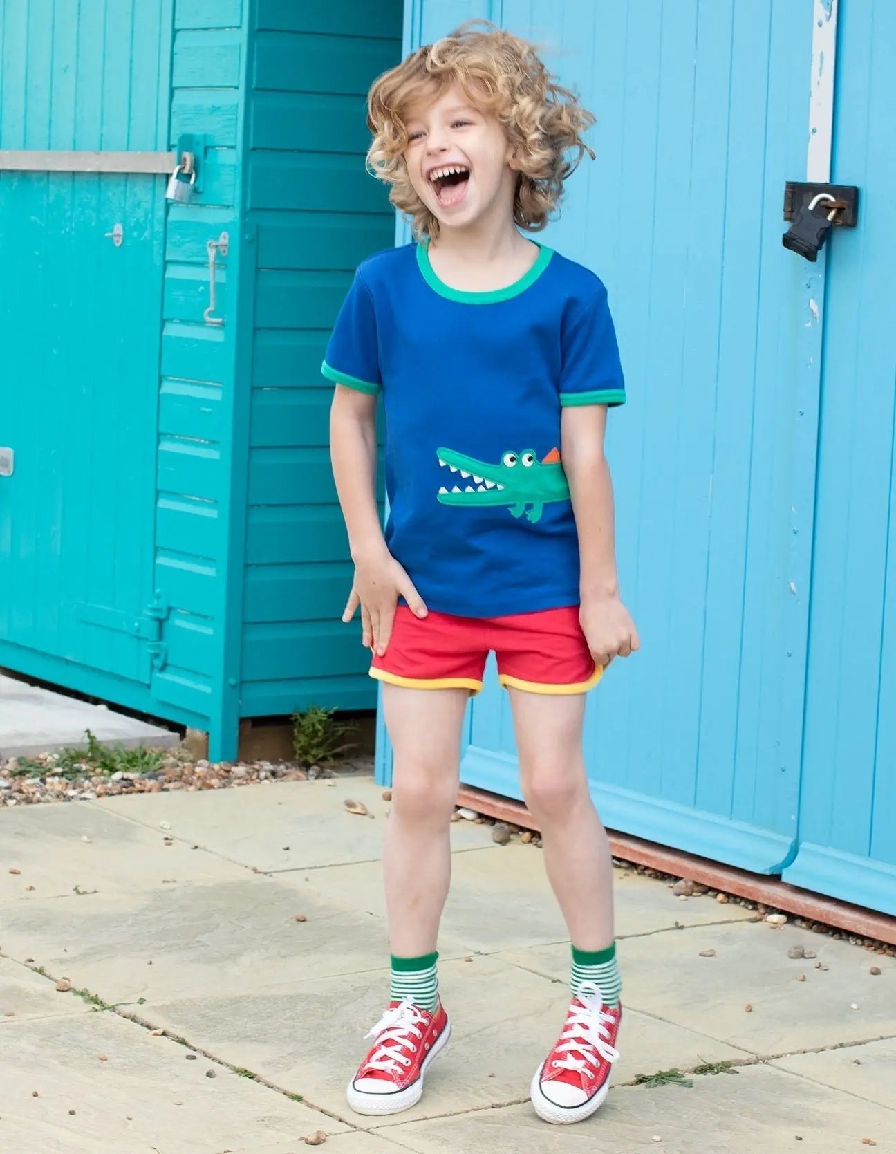 Organic Crocodile Applique Short-Sleeved T-Shirt Toby Tiger