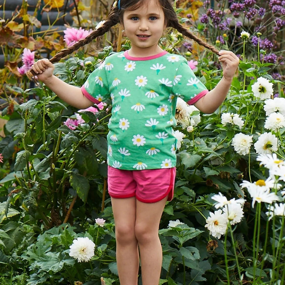 Organic Daisy Print Short-Sleeved T-Shirt Toby Tiger