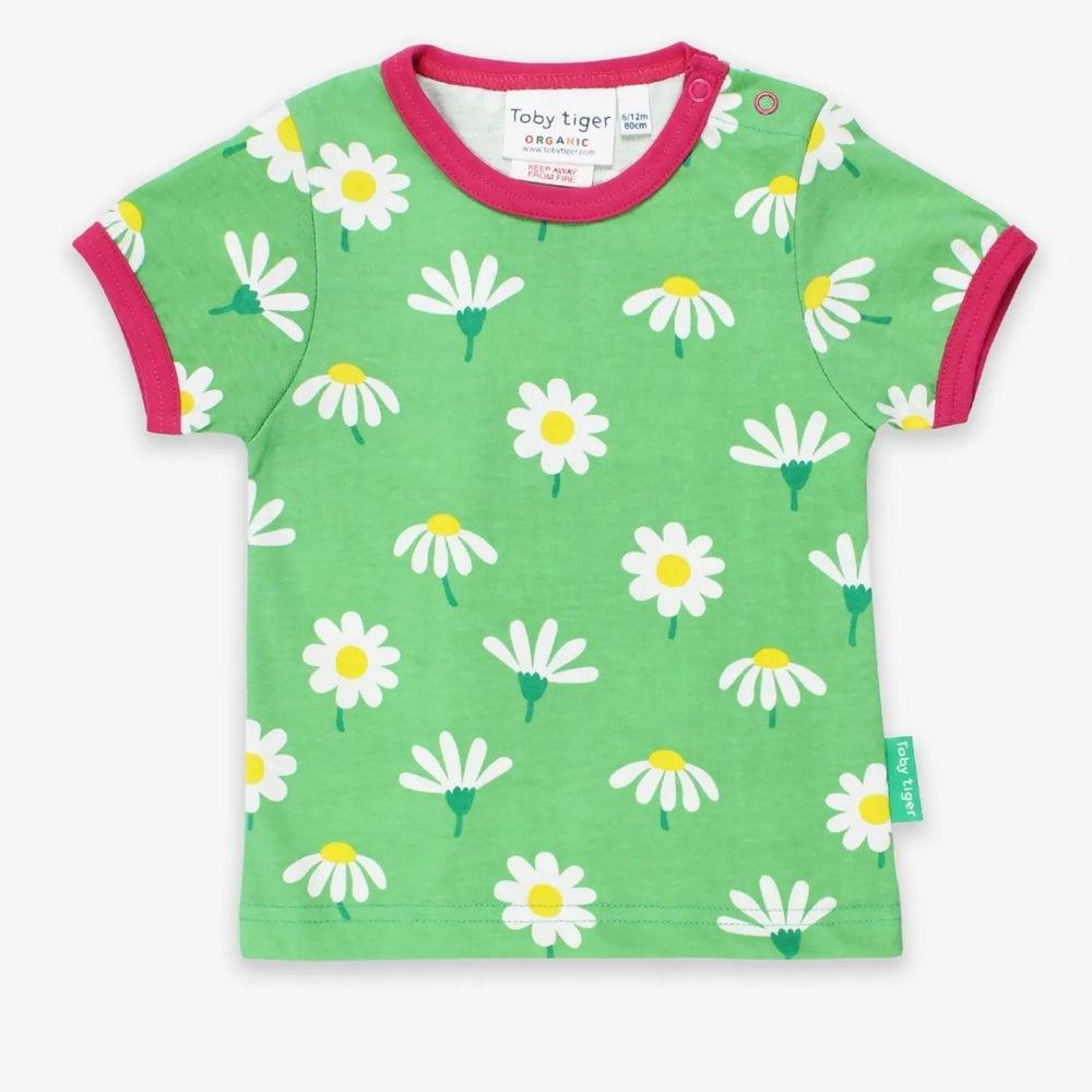Organic Daisy Print Short-Sleeved T-Shirt Toby Tiger