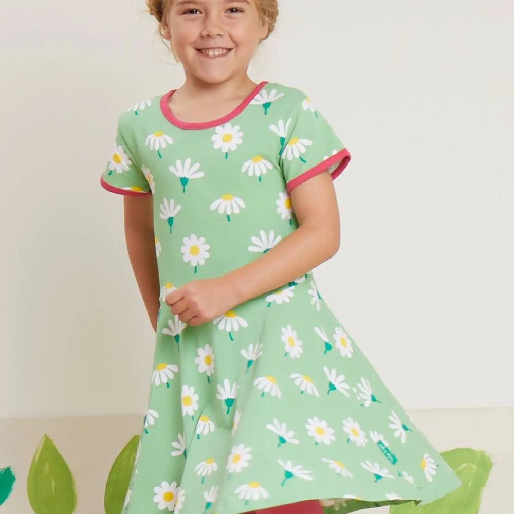 Organic Daisy Print Skater Dress Toby Tiger