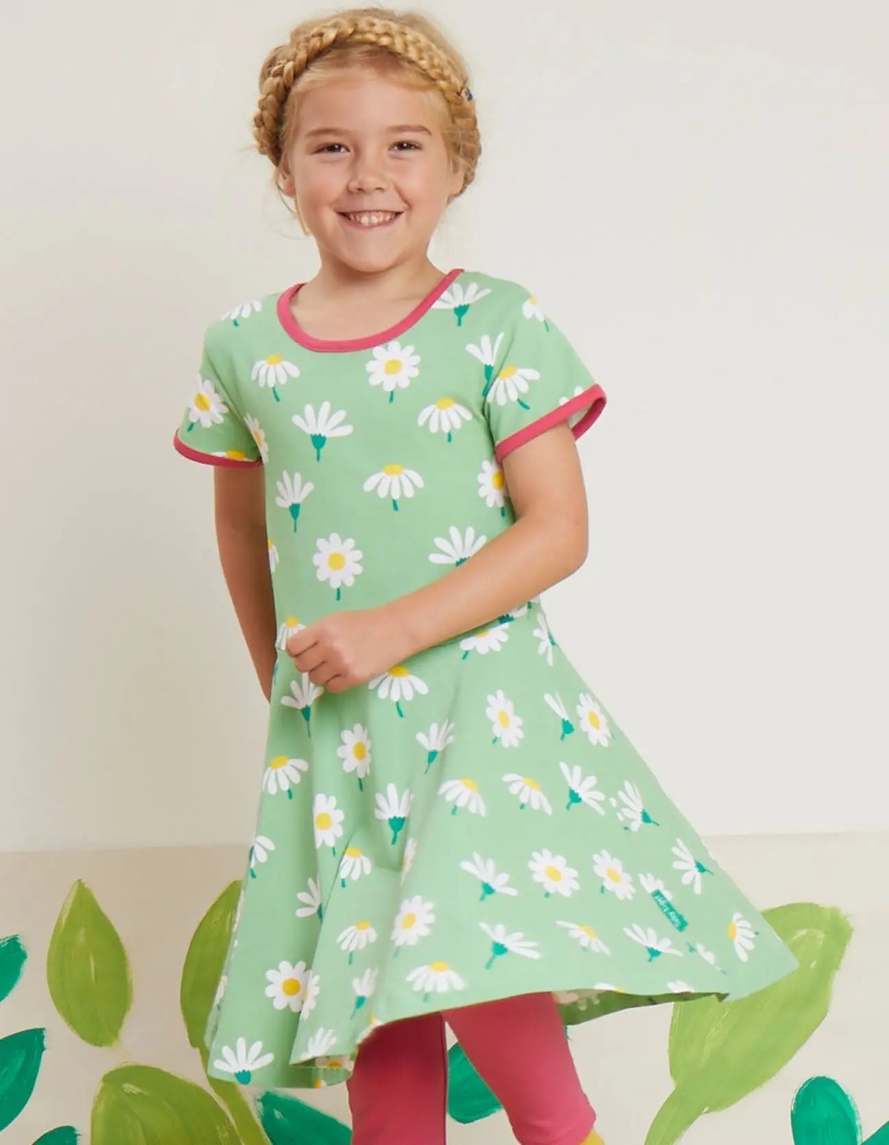 Organic Daisy Print Skater Dress Toby Tiger
