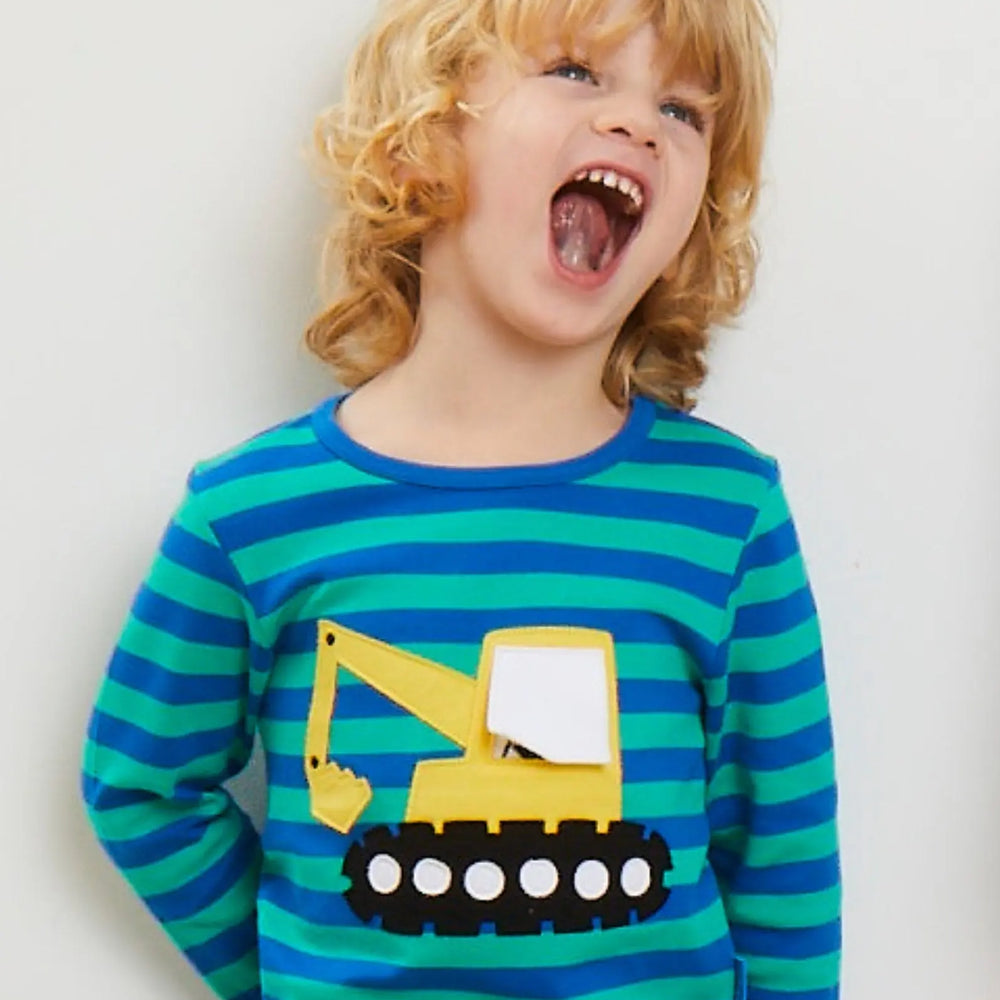 Organic Digger Applique Long-Sleeved T-Shirt Toby Tiger