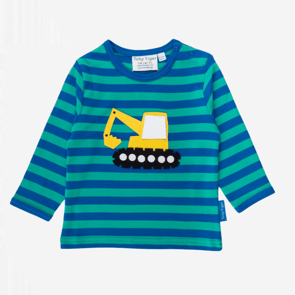 Organic Digger Applique Long-Sleeved T-Shirt Toby Tiger