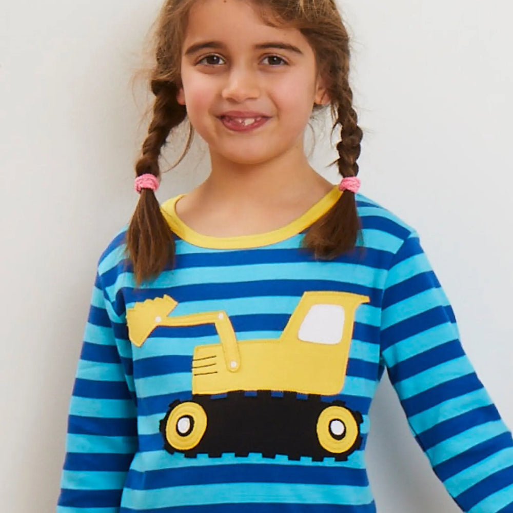 Organic Digger Applique Long-Sleeved T-Shirt Toby Tiger