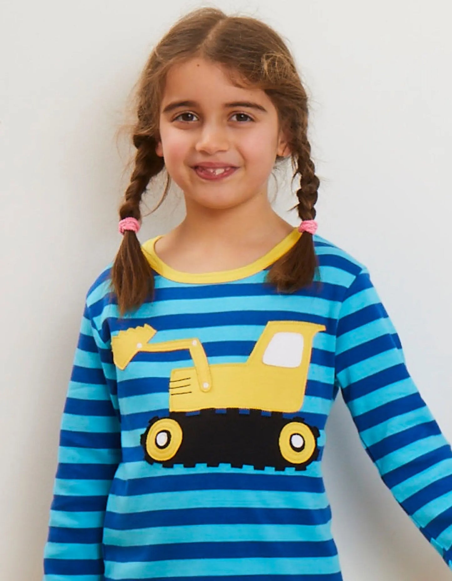 Organic Digger Applique Long-Sleeved T-Shirt Toby Tiger