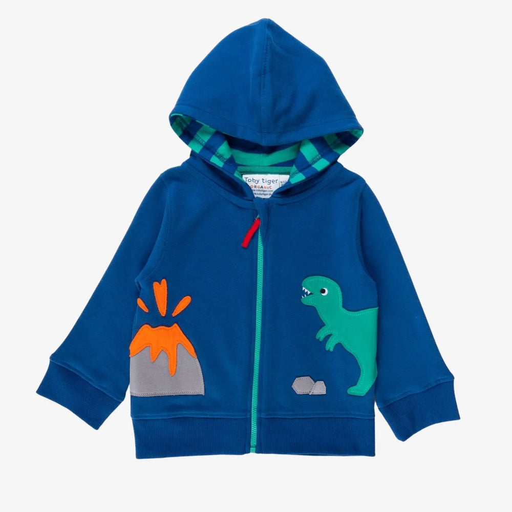 Organic Dinosaur Applique Hoodie Toby Tiger