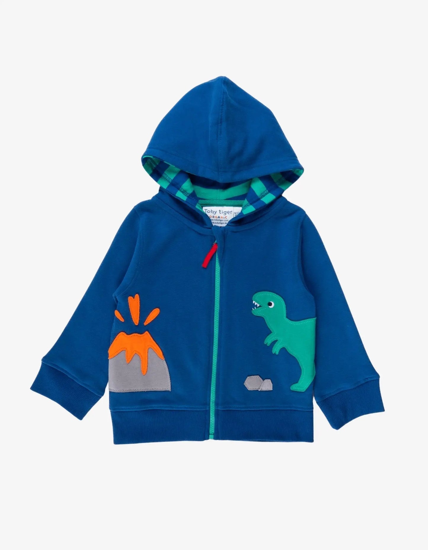 Organic Dinosaur Applique Hoodie Toby Tiger