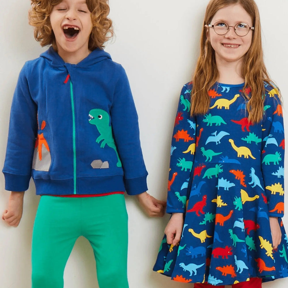Organic Dinosaur Applique Hoodie Toby Tiger