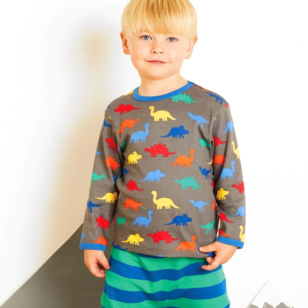 Organic Dinosaur Print Long-Sleeved T-Shirt Toby Tiger
