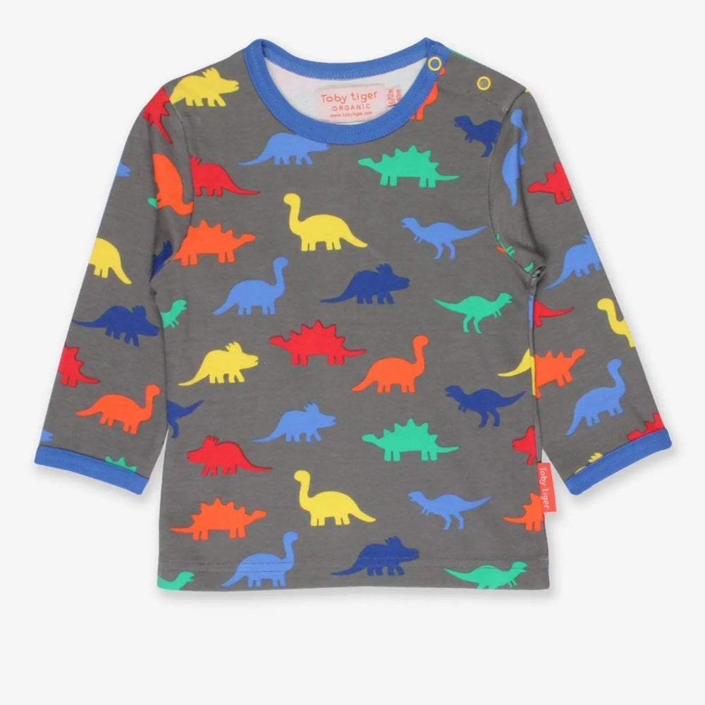Organic Dinosaur Print Long-Sleeved T-Shirt Toby Tiger