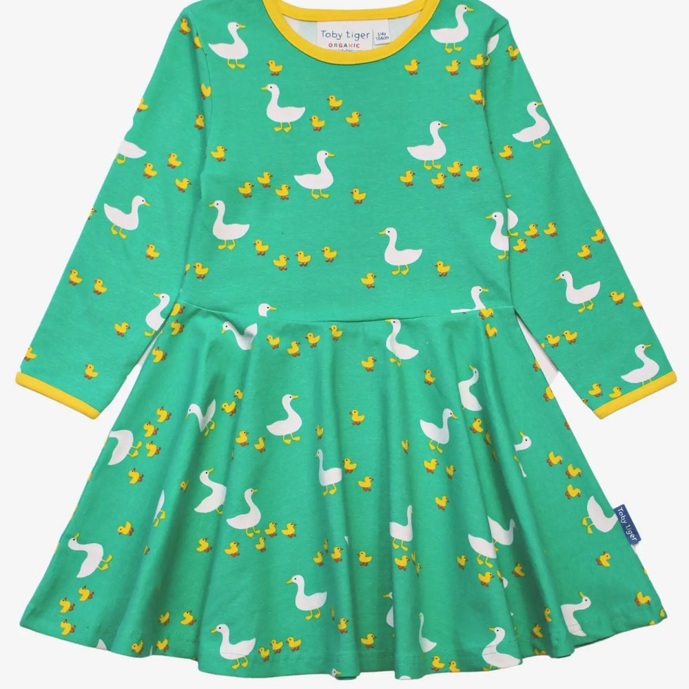 Organic Duck Print Skater Dress Toby Tiger