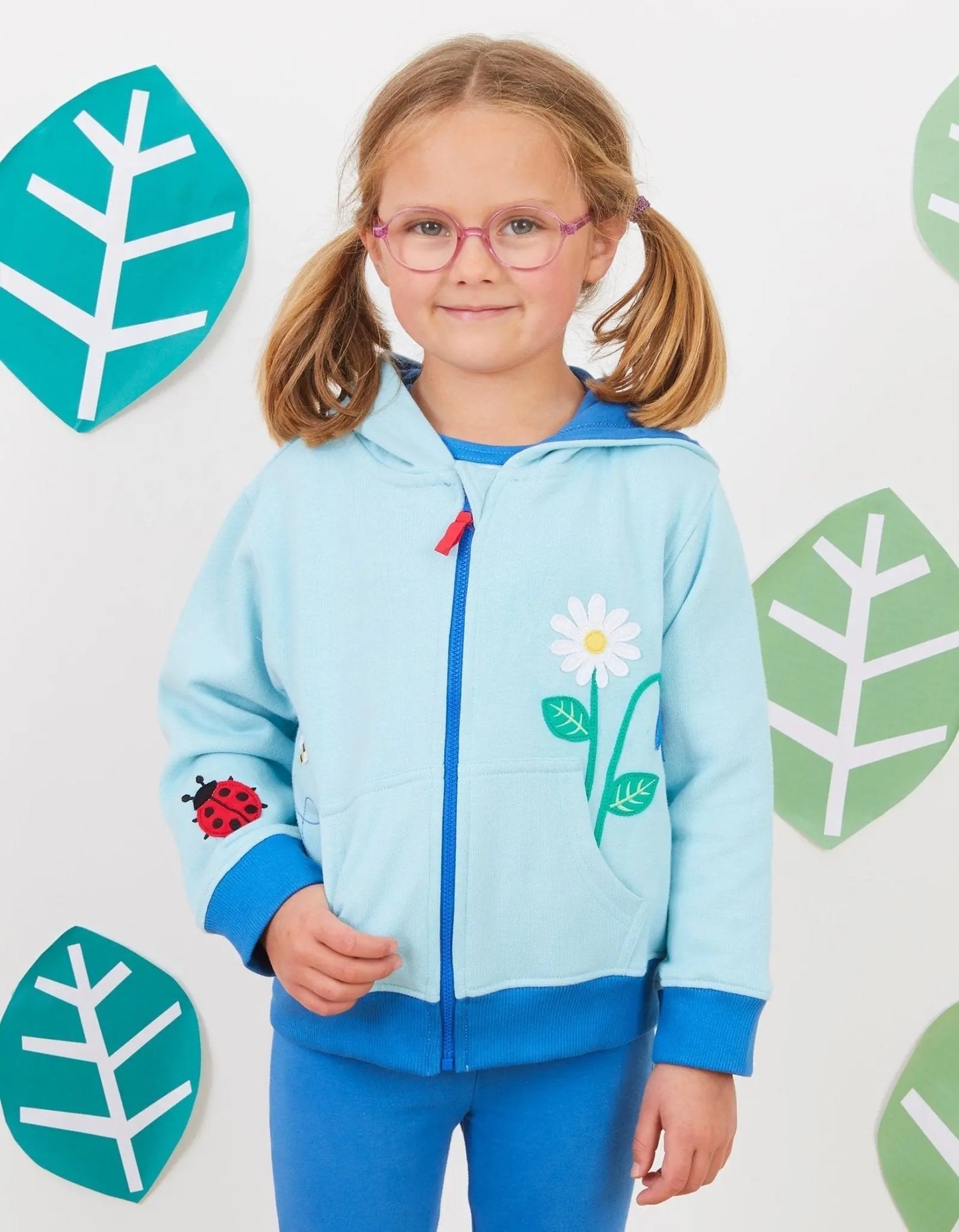 Organic English Garden Applique Hoodie Toby Tiger