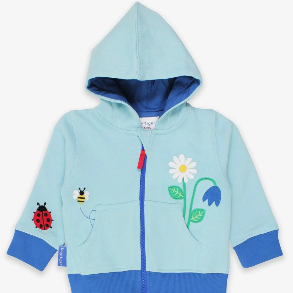 Organic English Garden Applique Hoodie Toby Tiger