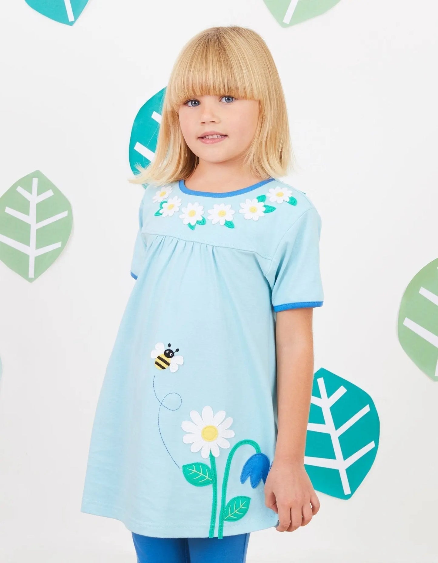 Organic English Garden Applique T-Shirt Dress Toby Tiger