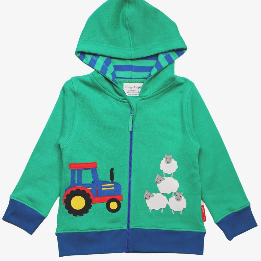 Organic Farm Applique Hoodie Toby Tiger
