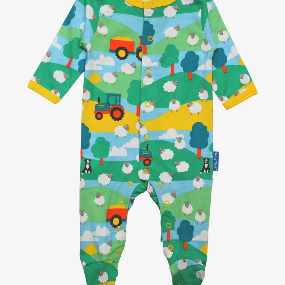 Organic Farm Print Babygrow Toby Tiger