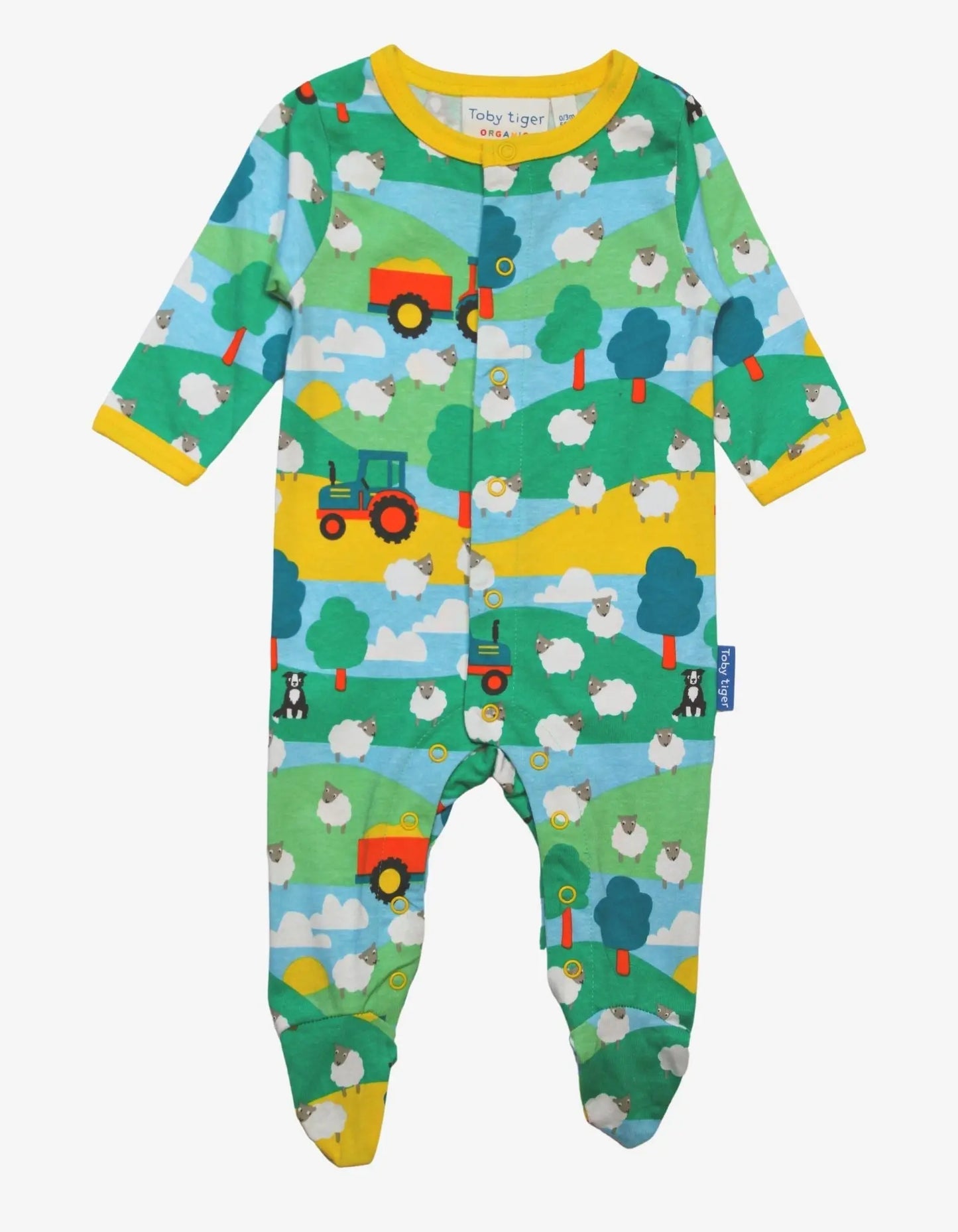 Organic Farm Print Babygrow Toby Tiger
