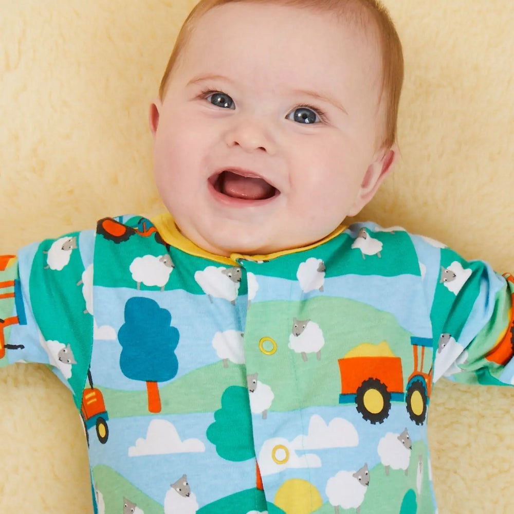 Organic Farm Print Babygrow Toby Tiger