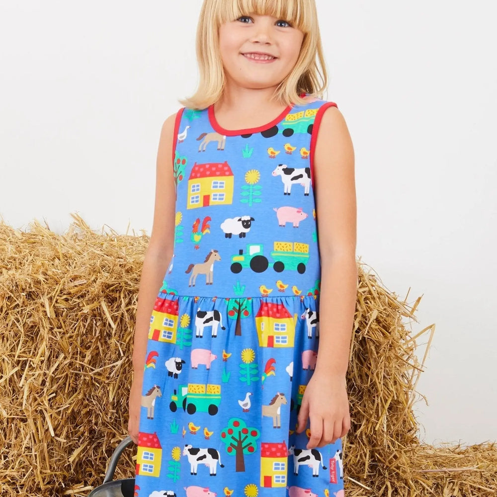 Organic Farm Print Summer Dress Toby Tiger