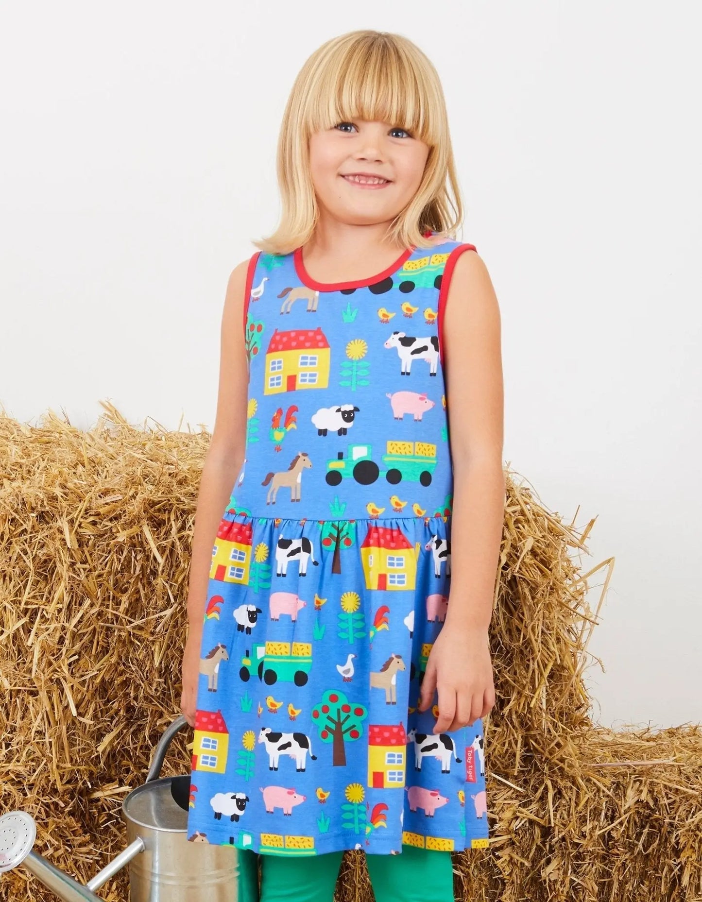 Organic Farm Print Summer Dress Toby Tiger