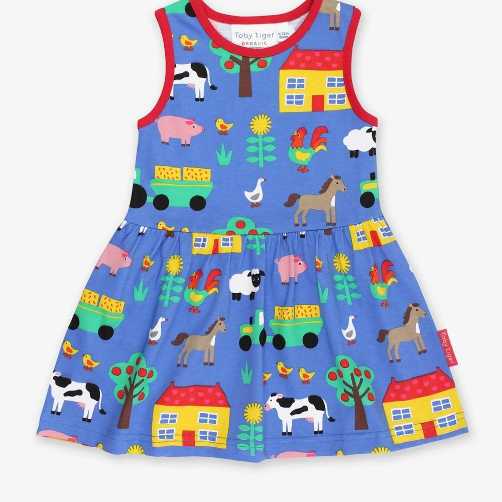 Organic Farm Print Summer Dress Toby Tiger